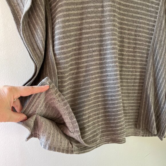 J.Jill Pure Jill Sz L Striped Poncho Pullover Heather Brown V Neck Kimono Sleeve - Picture 6 of 9